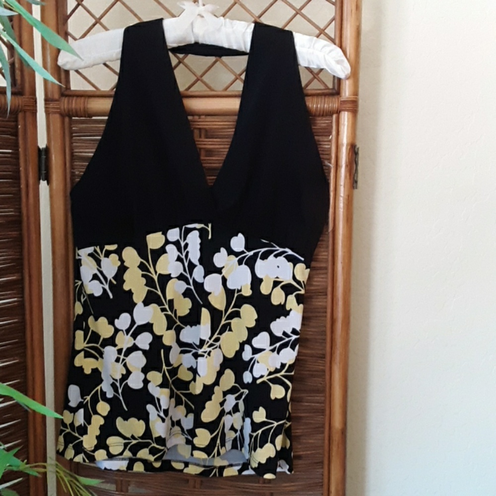 Floral Yellow & Black Halter